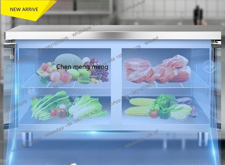 M138 Commercial Fresh-Keeping Freezer Dual-Temperature Flat Cold Freezer Stainless Steel Horizontal Water Bar Operation Counter