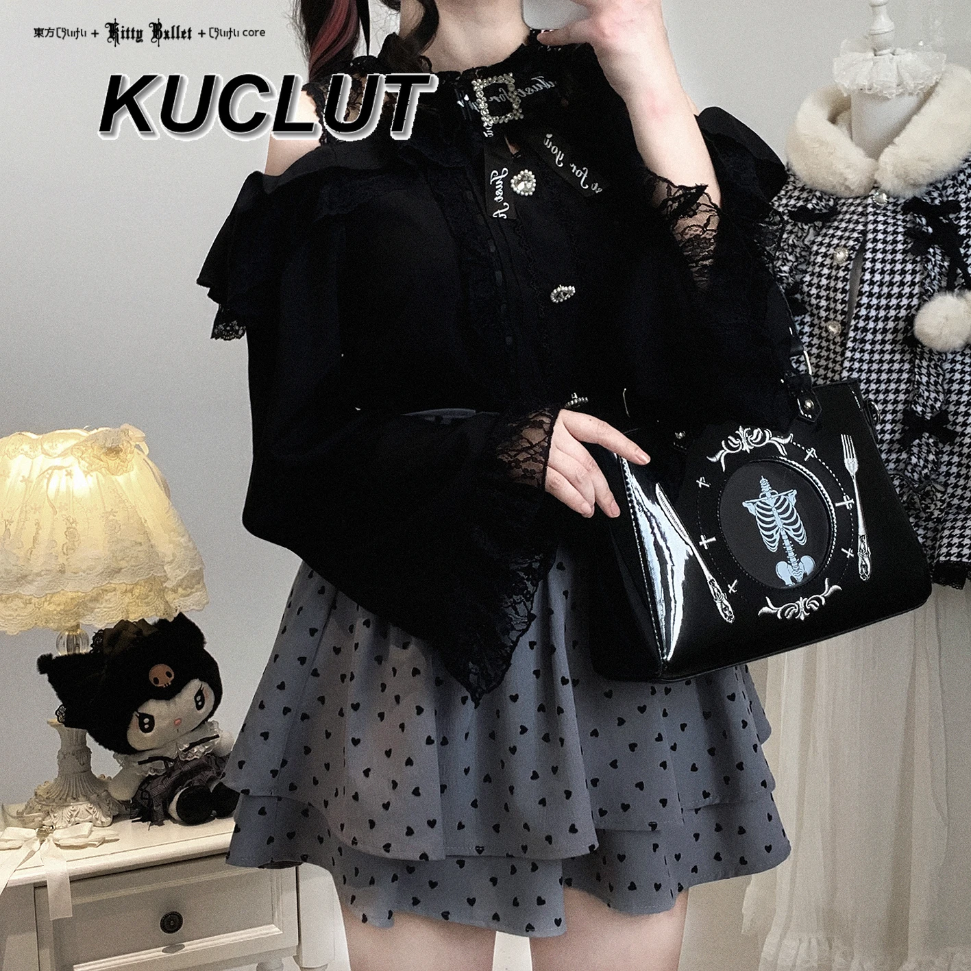 Vrouwen Tops Herfst Kant Off-Shoulder Top Zoete en Leuke Meisjes Shirts Mode Lolita Japanse Stijl Lange Mouw blouse Femme