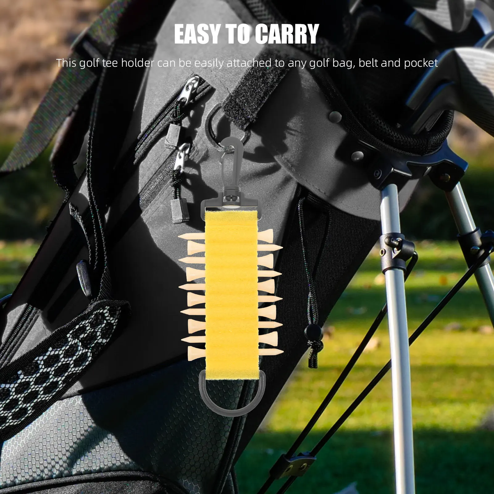 Golf Tee Holder Portable Lightweight Plastic & Cloth Container for Golf Bag, Belt or Pocket – Easy Carry Tee Organizer