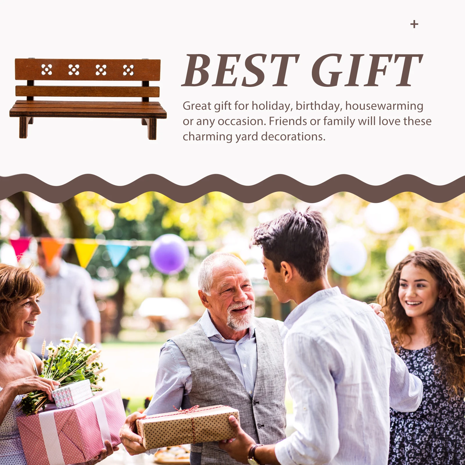 

Wooden Mini Garden Bench for Micro Landscape and Mini Decor Exquisite Craftsmanship Small Size Decorative Piece