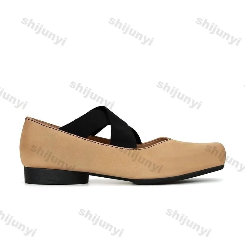 Retro Mary Jane Shoes Fashion Versatile Women's Cross Tied Ballet Chunky Heels 2026 New Lightweight Comfortable Heeled Sandals