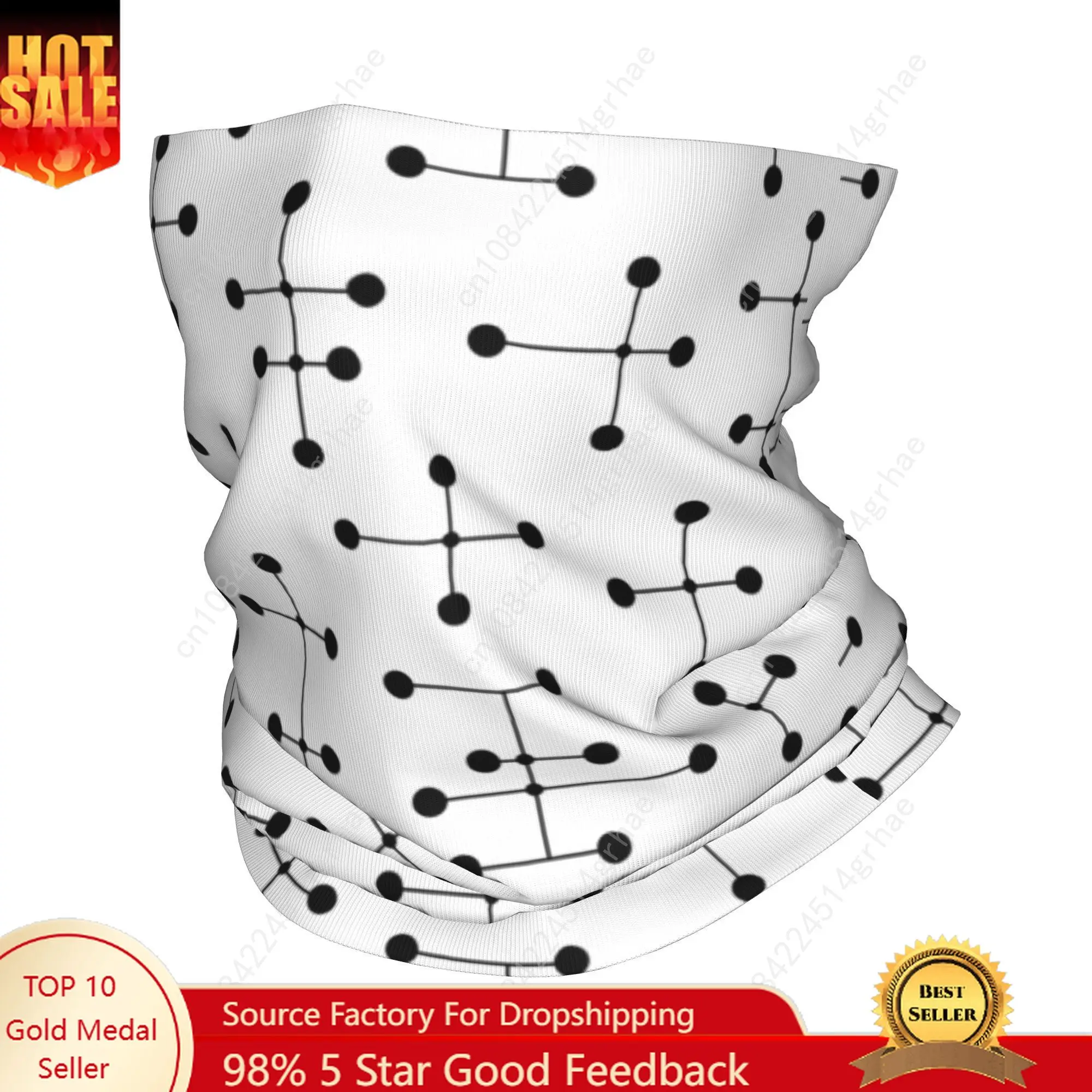 

Custom Black And White Midcentury Modern Bandana Neck Gaiter Windproof Face Scarf Cover Eames Dot Headwear Tube Balaclava