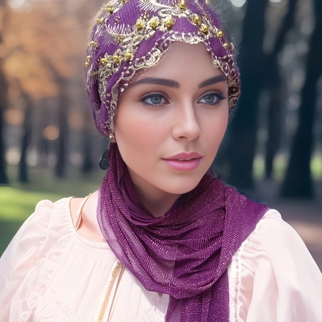 قبعة مطرزة إسلامية قبعات للنساء حجاب إسلامي عقال وشاح فوري حجاب عمامة إسلامية باندانا رائعة