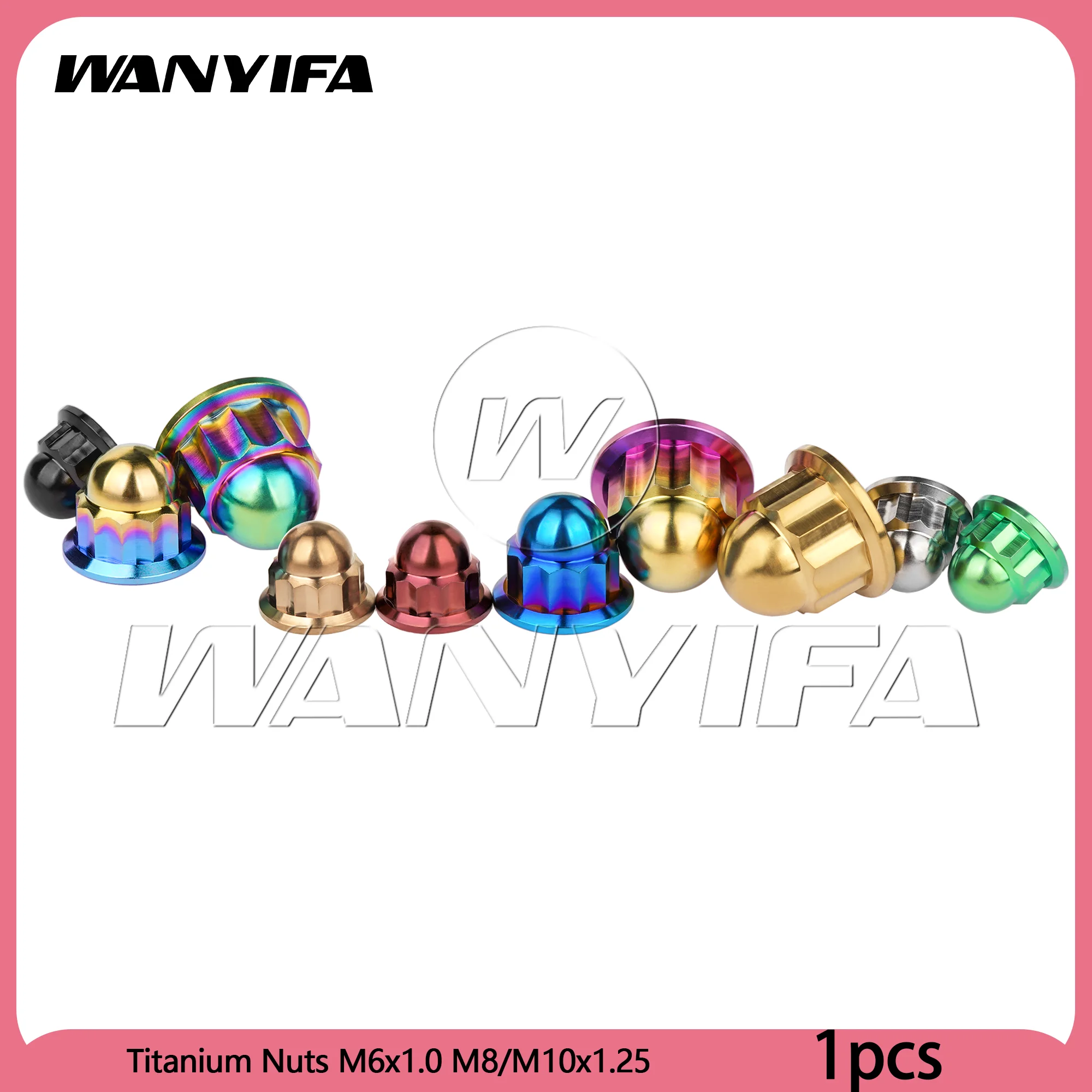 Wanyifa Grade 5 Titanium Alloy Nuts M6, M8, M10, Cap-Type with 12-Point Flange Titanium Alloy for Motorcycle Mounting Nuts