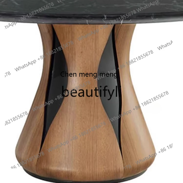 X Solid Wood Dining Table Minimalist Marble Top Round Table Large Flat Surface Round Dining