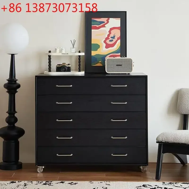 Medieval solid wood chest retro living room sofa side cabinet locker storage cabinet