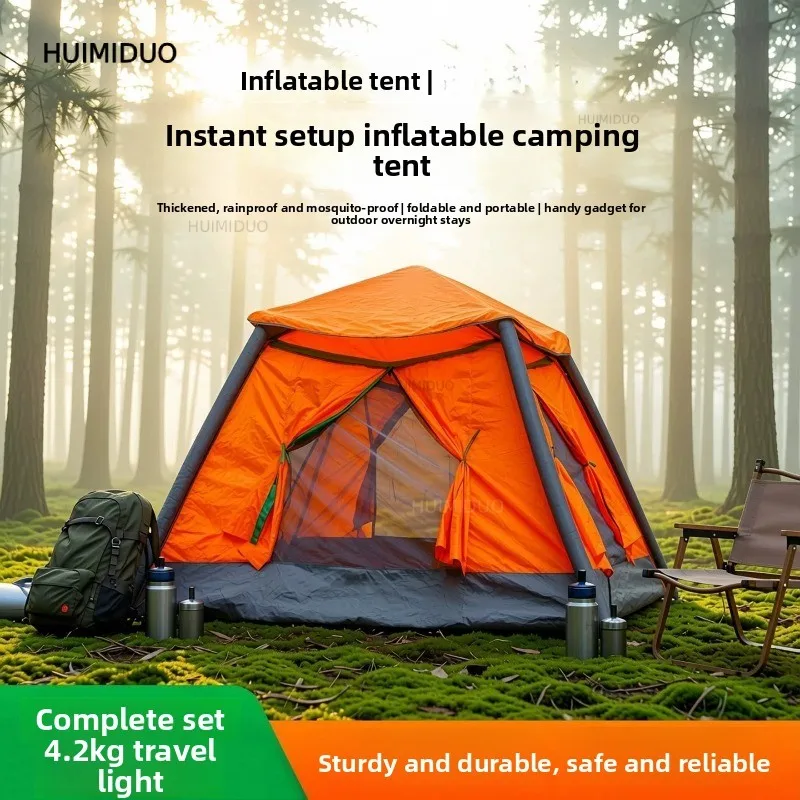 Inflatable Tent Outdoor Camping Overnight Tent Outdoor Folding Portable Second Open Inflatable Thickened Rainproof and Mosquito