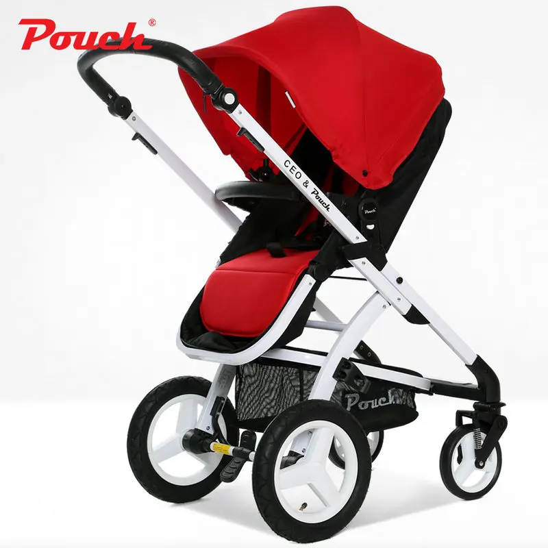 High Landscape Baby Stroller, Foldable Pram With Rubber Wheel, Portable Kids Cart & Aluminium Alloy Frame