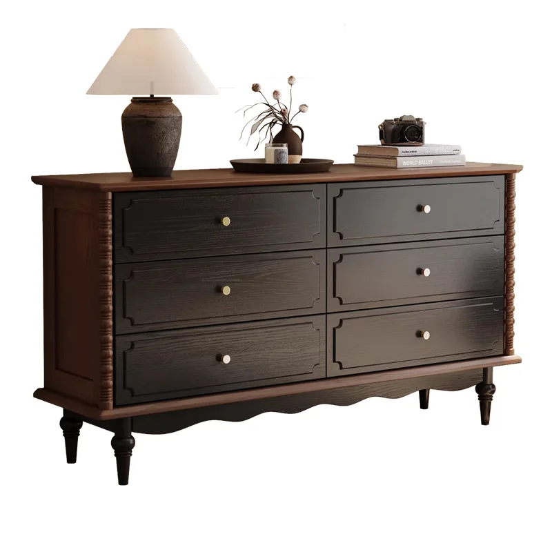 

Retro solid wood chest, living room drawer cabinet, dining side cabinet, household bedroom wall storage cabinet, bedside cabinet