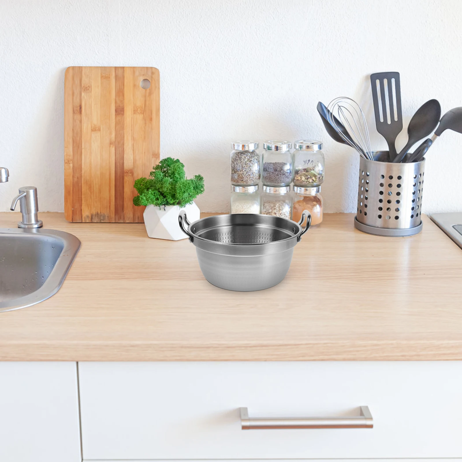 

Camping Pan Fast Heating Sauce Pot Flowerpot Double Handle Noodle Big Pots for Cooking Stainless Steel Korea Soup