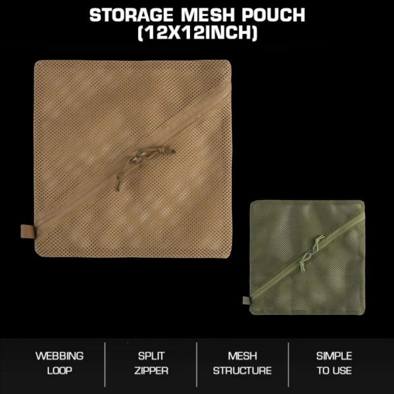 

Large Mesh Storage Pouch (12x12 inch) | Lightweight Ventilated Organizer | Outdoor Gear Bag