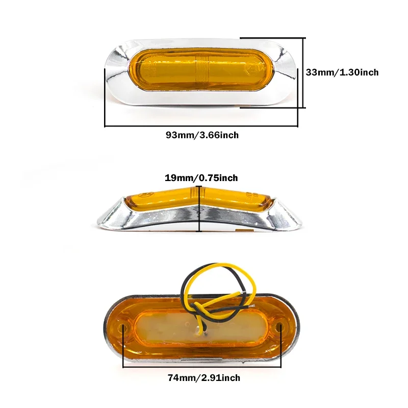 10pcs 12V 24V LED Side Marker Light Waterproof Led Marker Lamp Trailer Light Side Lamp Red White Yellow Truck Clearance Light