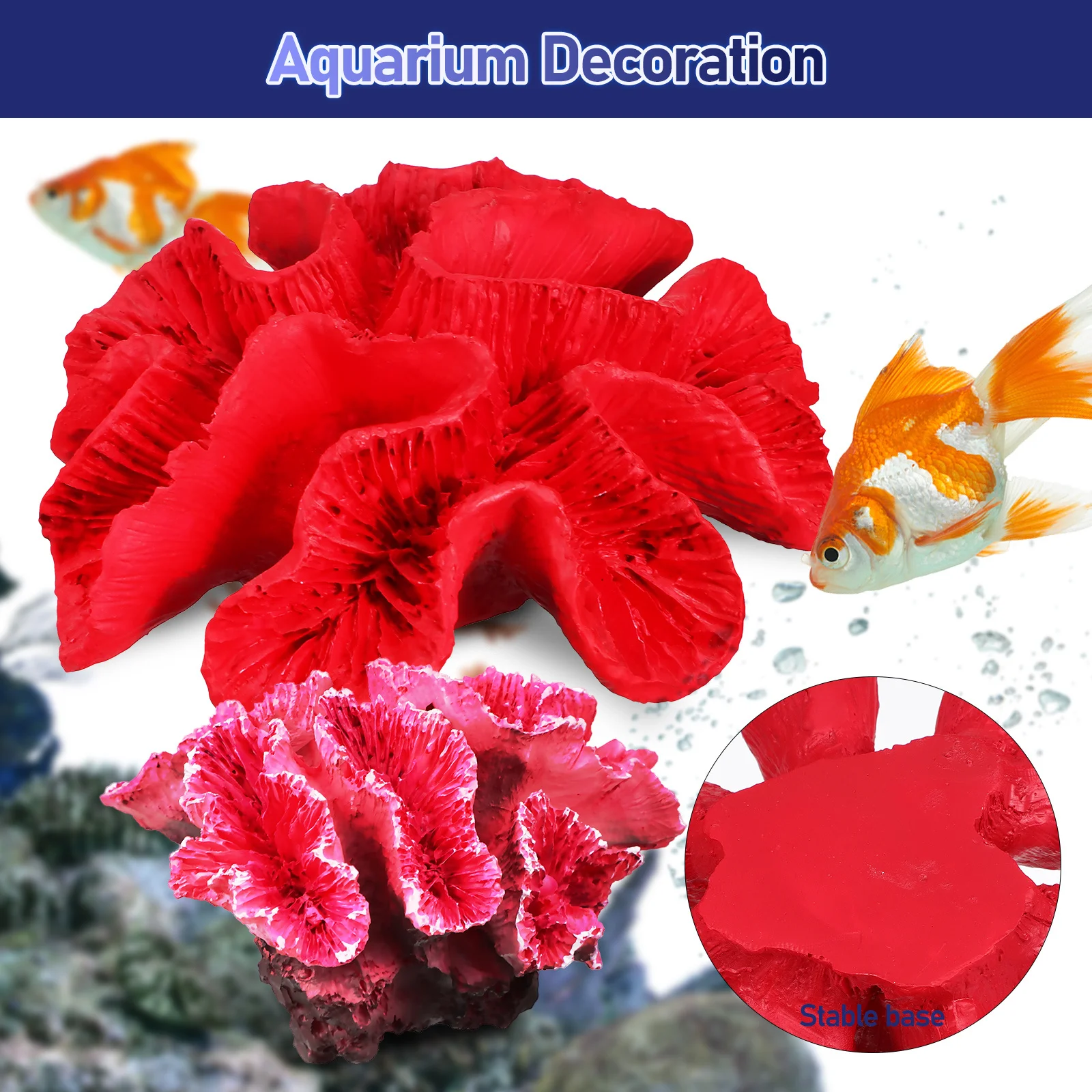 

2Pcs Resin Coral Reef Decor Aquarium Safe Realistic Artificial Coral Ornament for Fish Tank Vivid Underwater Environment Decor