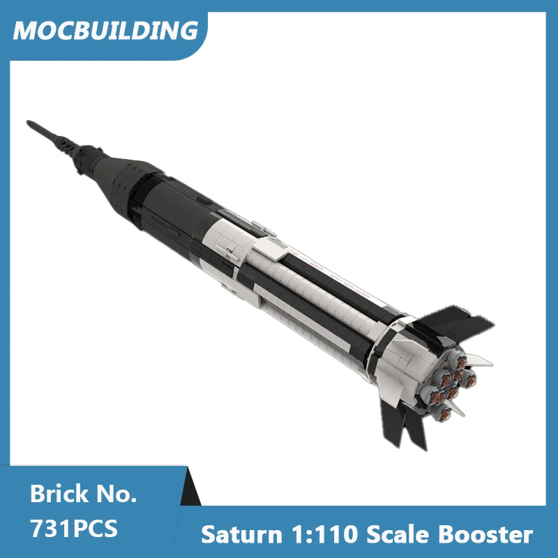 MOC Building Blocks Saturn 1:110 Scale Booster Model DIY Assembled Bricks Space Rocket Series Creative Educational Toys 731PCS