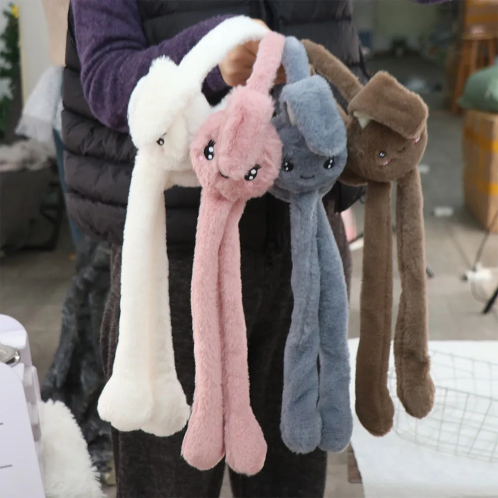 Fashion Rabbit Earmuffs Imitation Fur Cartoon Ear Cover Solid Color Moving Ear Winter Earmuffs Winter