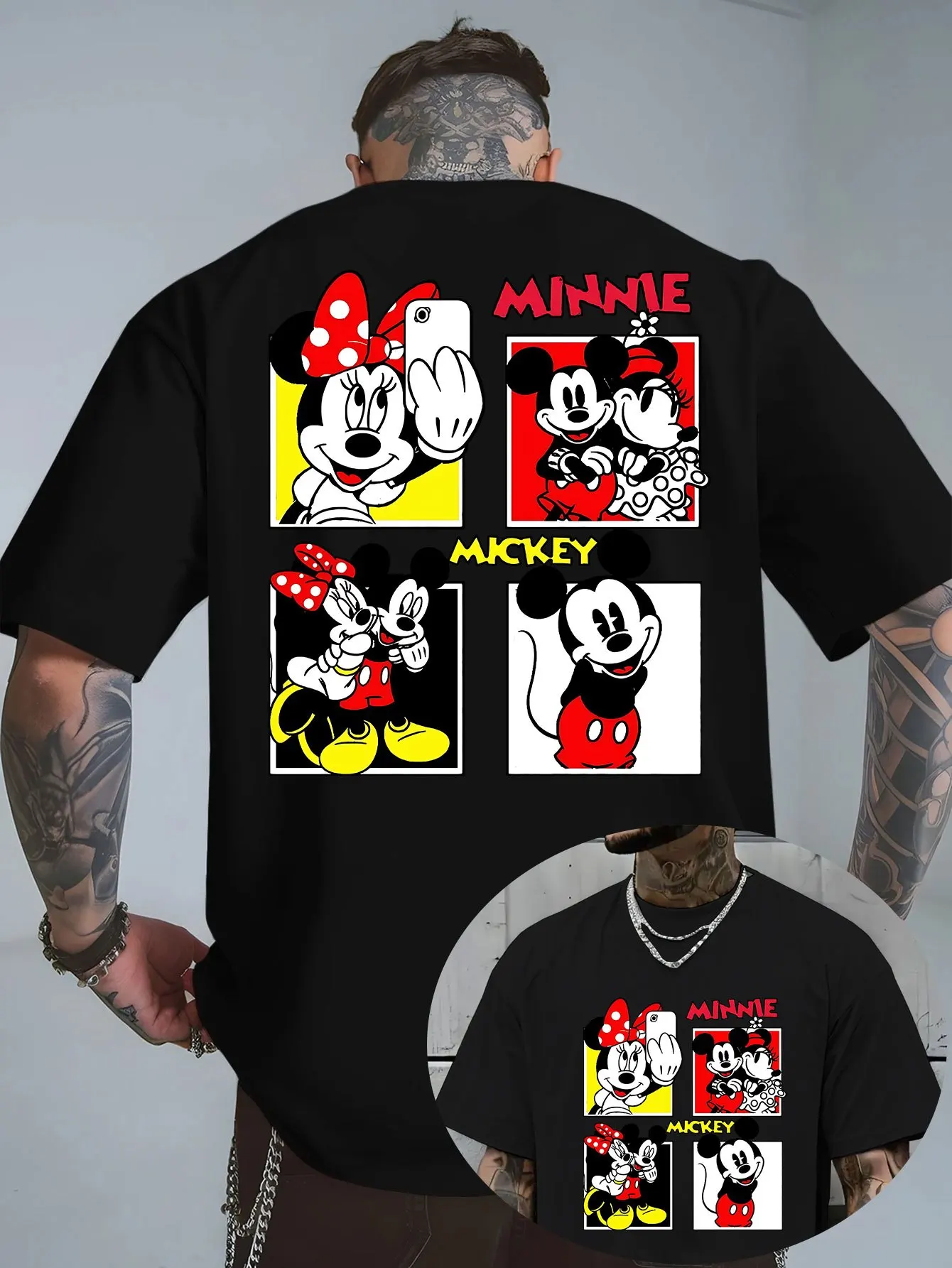 

Футболка с Микки Маусом Disney, хлопковая мужская и женская повседневная модная уличная одежда большого размера, свободная одежда унисекс с короткими рукавами для мероприятий