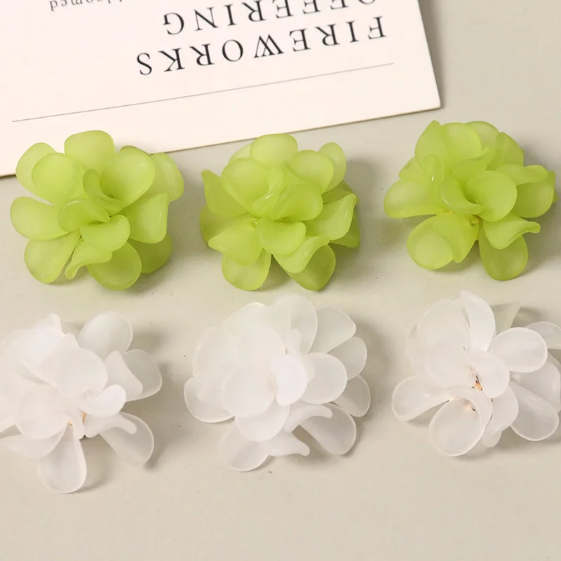 

Rubber Acrylic Woven Crochet Flower Beads Handmade Jewelry DIY Accessories Material Fit Girls Hair Clip Headband 30pcs 29*29mm