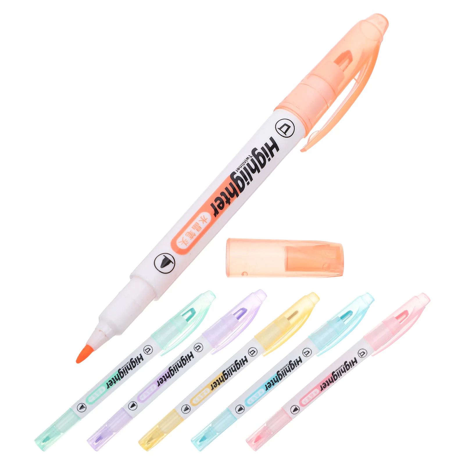 

6Pcs Fluorescent Pens Clear View Double Ended Highlighters Dual Marker Pen Chisel Fine Tips for Reading Studying