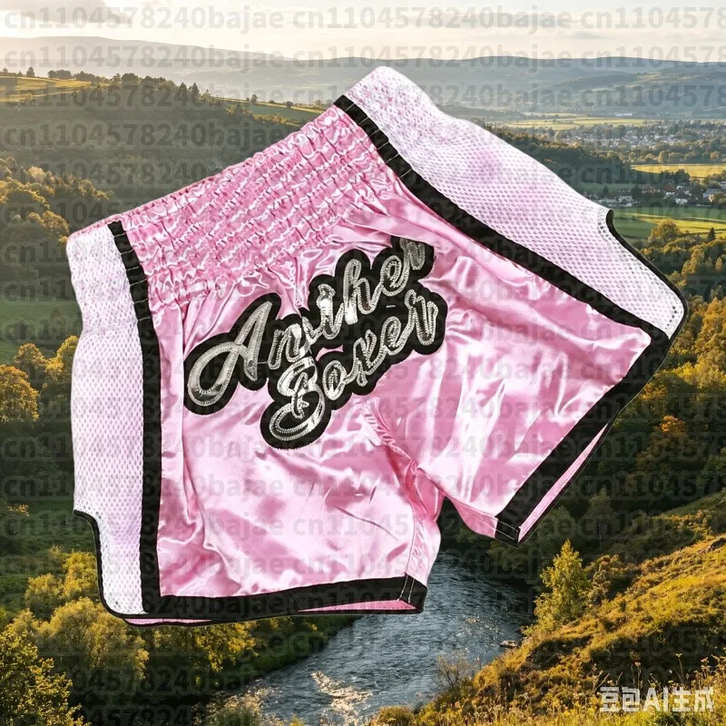 Pantalones Cortos de Muay Thai para Hombre, Mujer y Niños, Color Rosa, para Entrenamiento de Boxeo, Kickboxing, MMA, Transpirables, para Artes Marciales y Combate