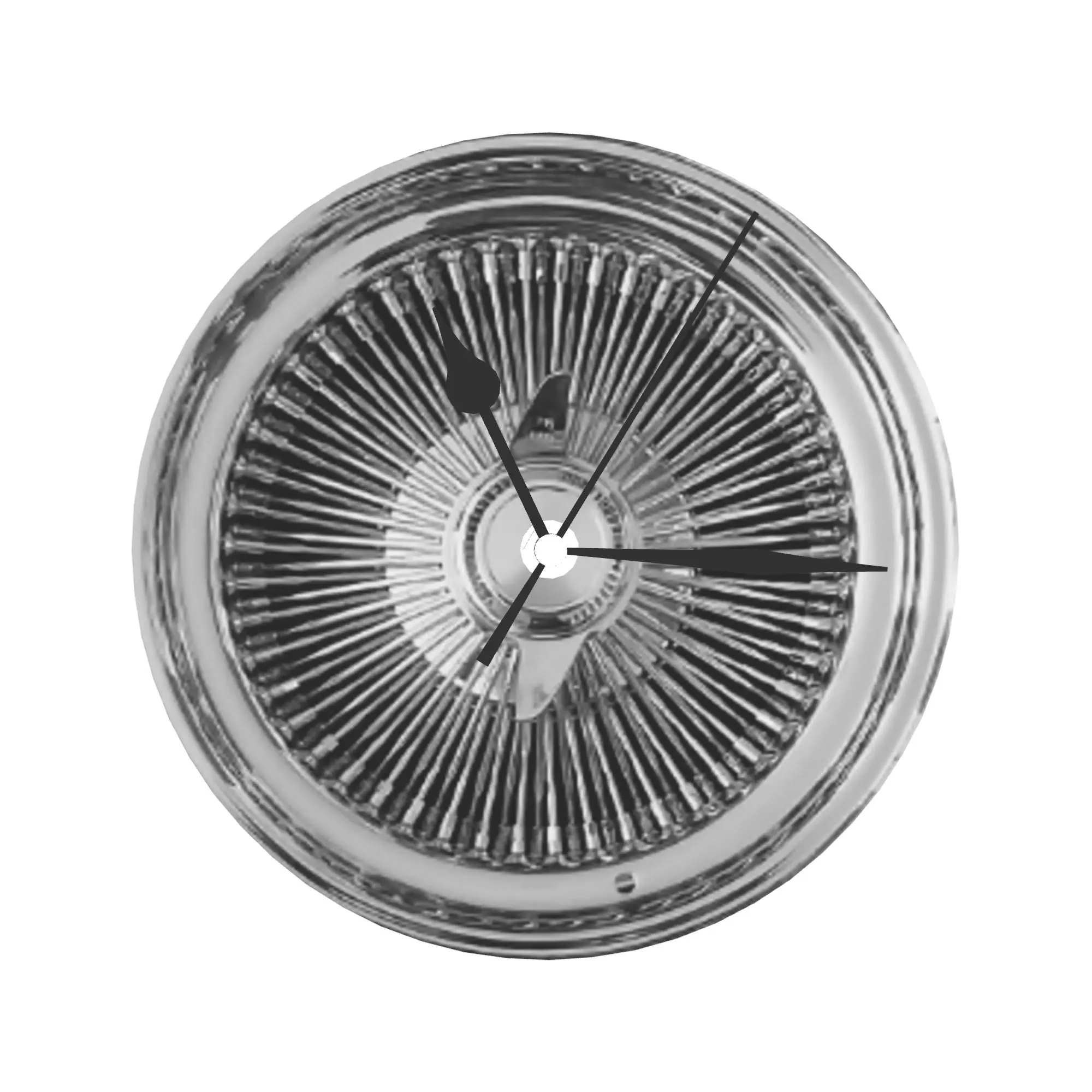 Lowrider Classic Chrome Wire Wheel Wall Clock Room Decoration Silent Round Clock for Bedroom Living Kitchen Home