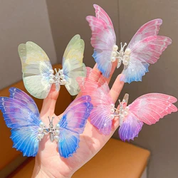 Colorful Glitter Big Butterfly Hair Clip Beautiful Moving Wings Pearl Hairpin For Girls Sweet Hairgrip Barrette Hair Accessories