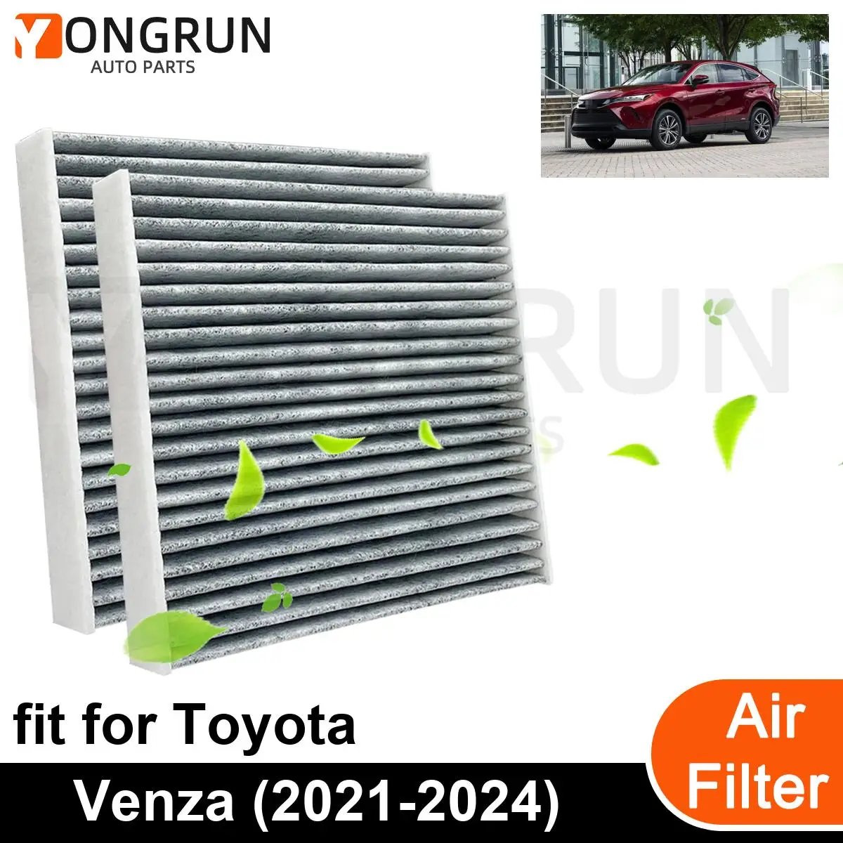 2Pcs New Car Engine Air Filter Cleaner for 2021-2024 Toyota Venza Car Accessories OEM CF12157 87139-0E040 87139-0R030