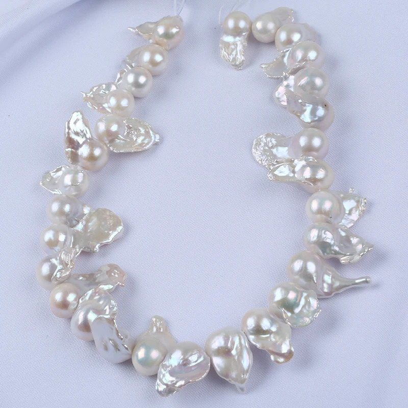 Big Pearls Wholesale 17-22mm Real Freshwater Pearls Natural String Baroque Pearl Side Hole