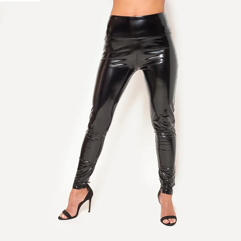 

Stretch Slim High Waist PU Leather Pencil Pants Ladies Faux Latex Bodycon Trousers Sexy Yoga Pants Clubwear Leggings New Custom