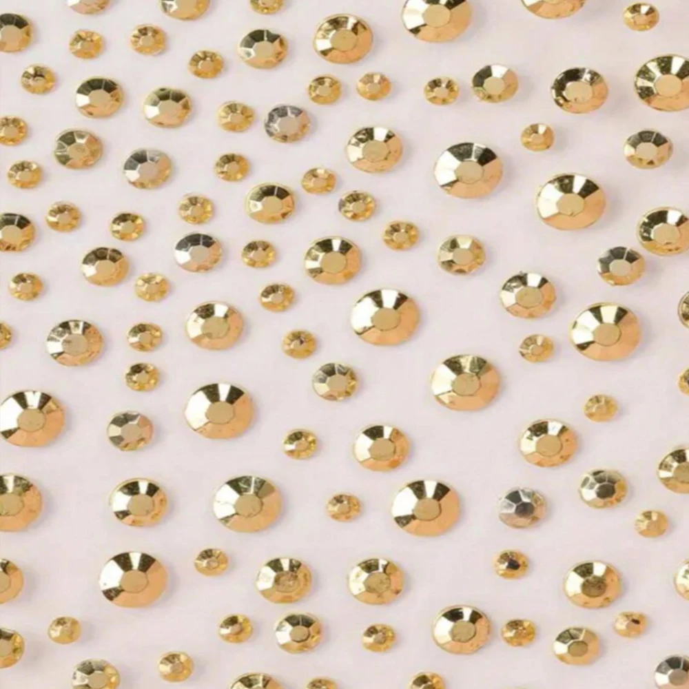 1sheets Golden Face Jewels Tattoo Stickers Y2K 3D Rhinestones Multi-Size Glittering Fake Diamonds Facial Decor Nail Art Festive