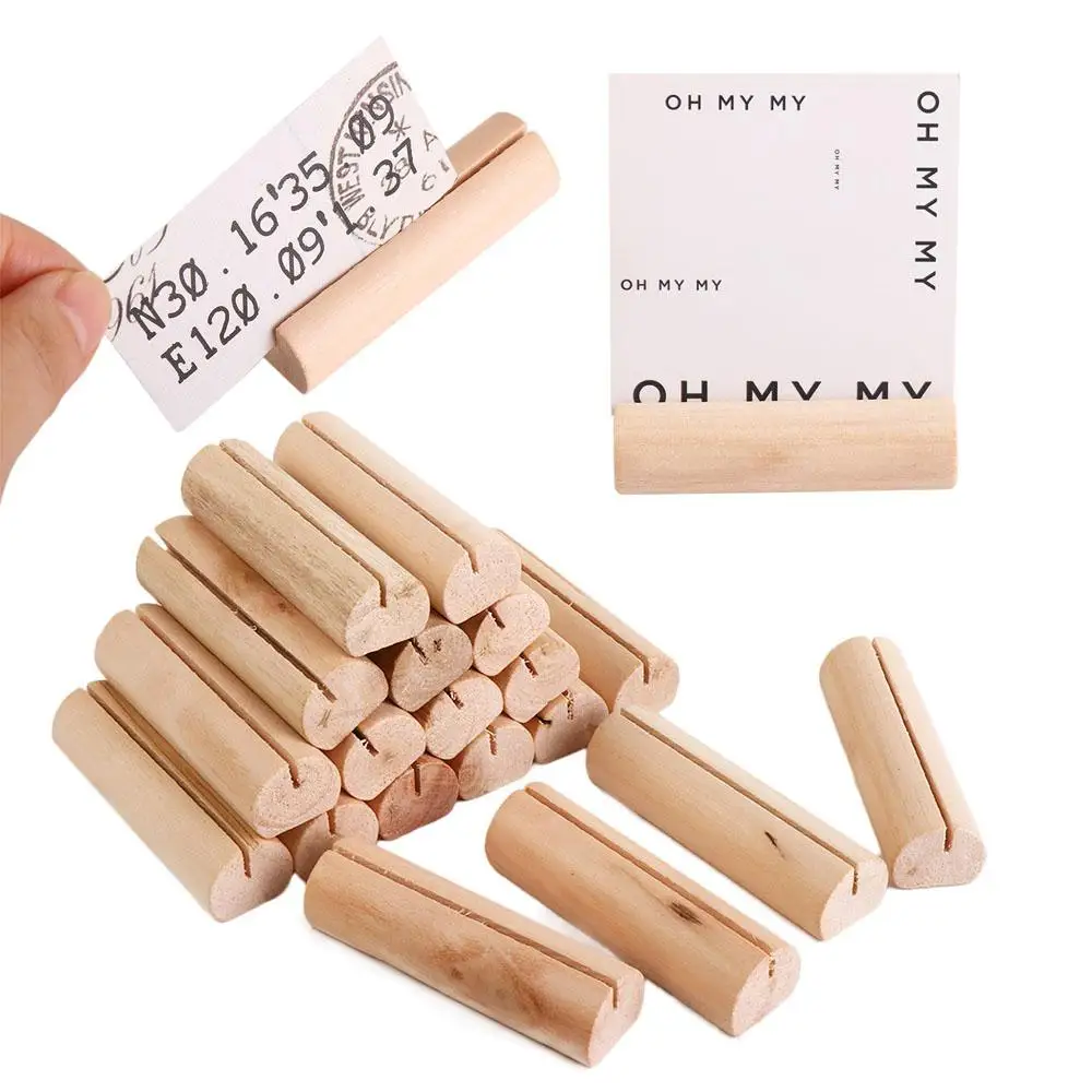 20Pcs/Set Simple Table Number Holders Creative Cards Display Stand Durable Wood Menu Stand For Wedding