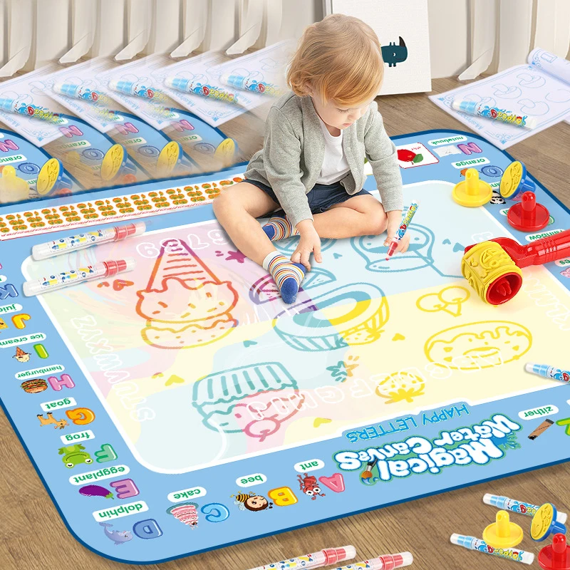 Magic Water Drawing Mat Coloring Doodle With Reusable Magic Pens Montessori Painting Board Educational Toys Kids Gifts