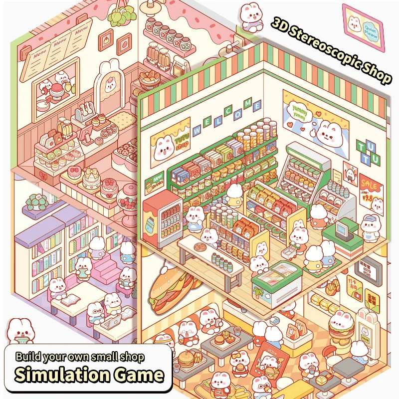 Miniature Scene Handmade Notebook Stickers No Cut Scenery 3D Stackable Stereoscopic Cottage Hand Notebook Stickers