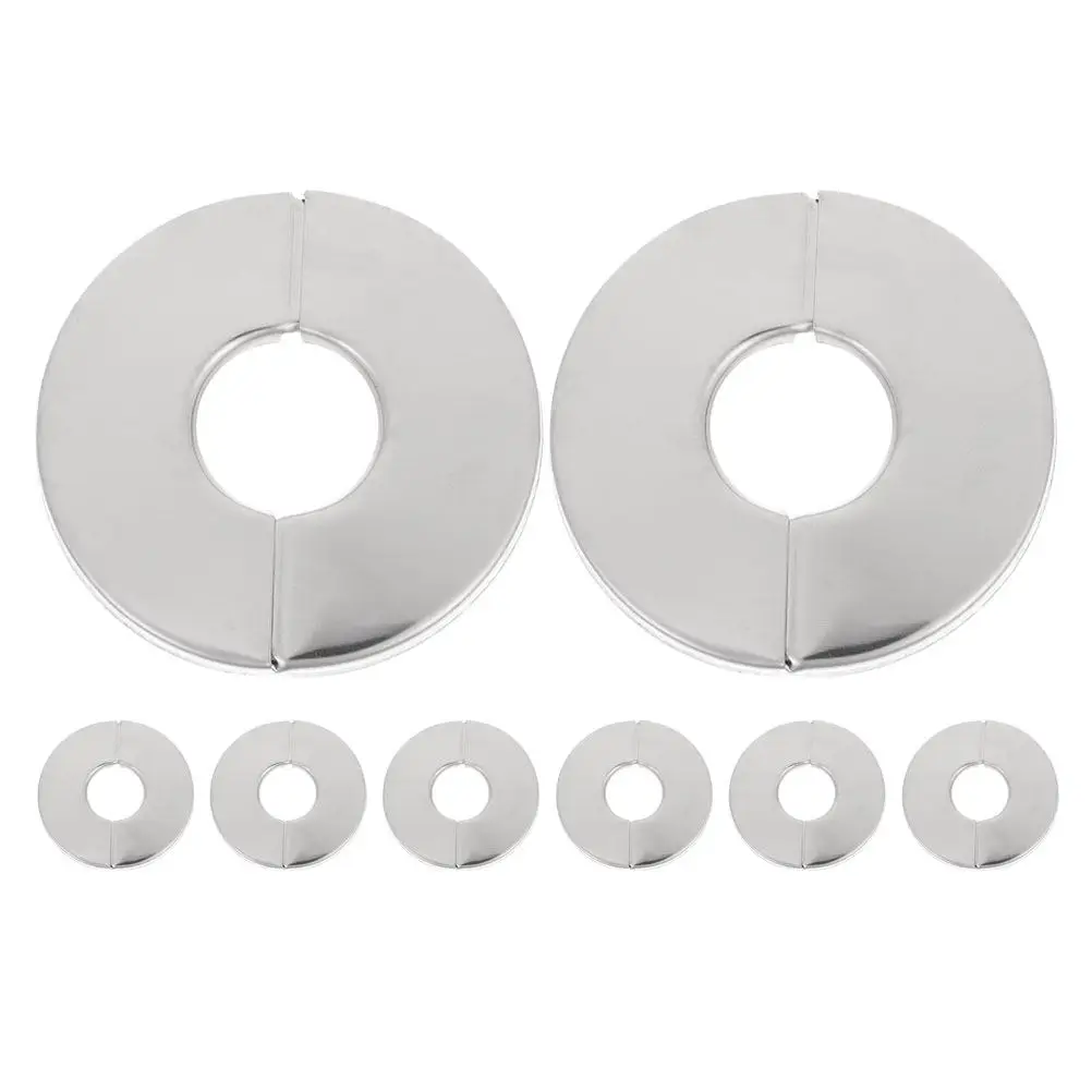 8Pcs Stainless Steel Plumbing Cover Plates Round Pipe Flange 24Mm Diameter for Bathroom Kitchen Wall Outlet Hole Decoration