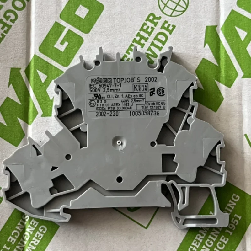 Original WAGO 2002‑2201 Double‑Deck DIN Rail Terminal Block 2.5mm² 24A 500V Push‑in Cage Clamp Feed‑through Terminal For Ex e II