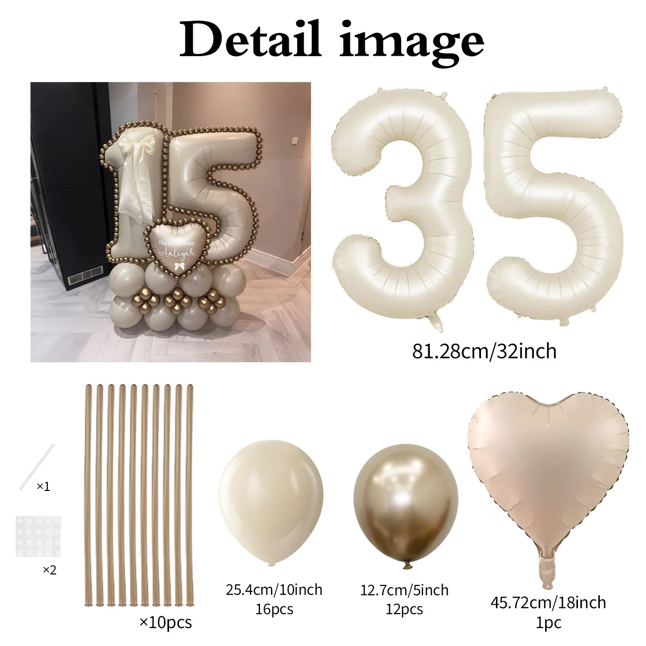 Cremeweißes digitales Säulenballon-Set, 101,6 cm, großer digitaler Ballon, Liebe, Aluminiumfolie, Ballon, Geburtstag, Jahrestag, Dekoration – Detail 14