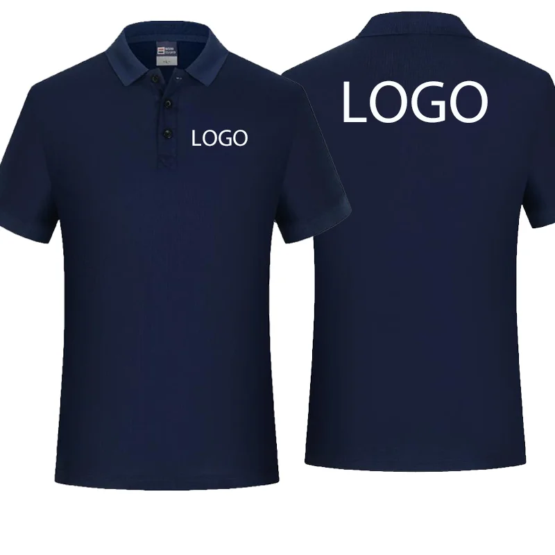 2024 Summer Men polyester Polo Shirt Short-sleeved Casual Solid Tops Custom Printing Your Own Design Photo or Logo