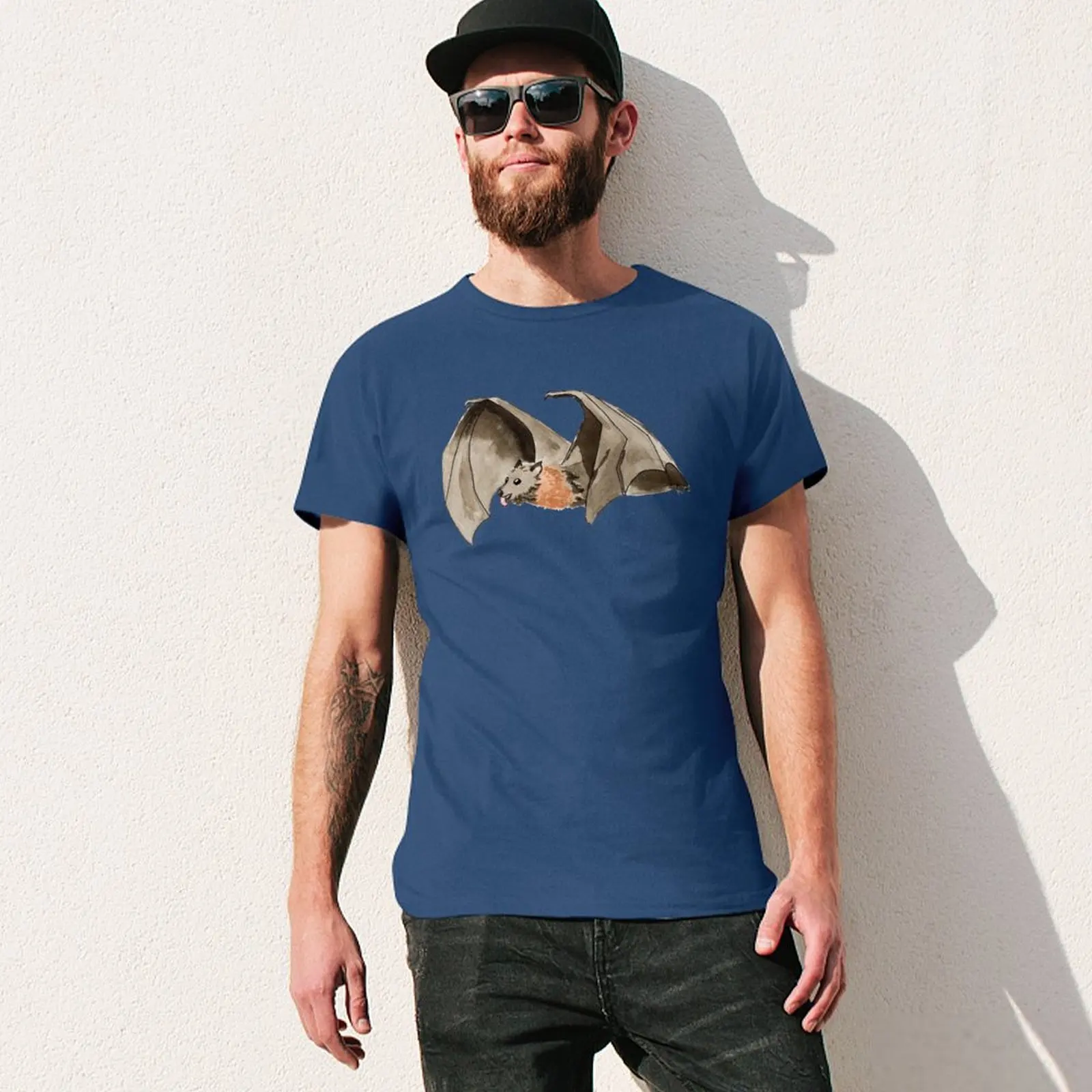 Funny Fruit Bat Watercolour T-Shirt blanks vintage clothes men clothings image 3