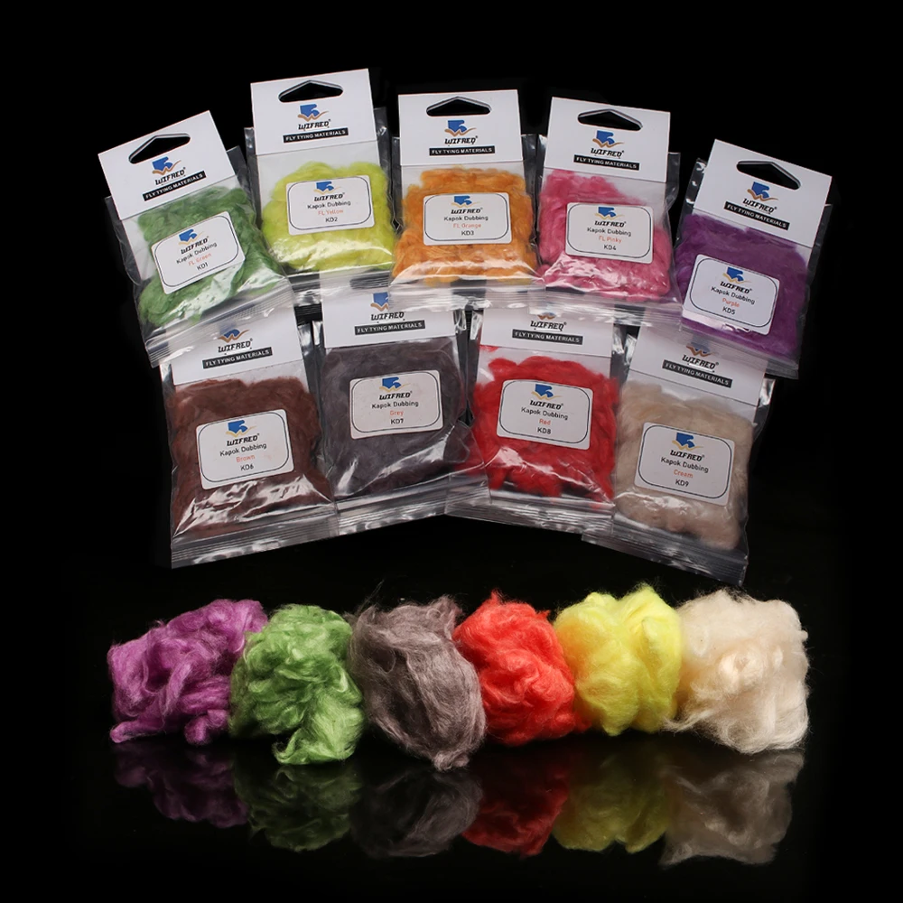 1 opakowanie/9 opakowań Kapok Dubbing Natural Buoyant Superfine Fiber Fly Fishing Tying Material for Dry Fly Adams Nmyphs Trout Lure