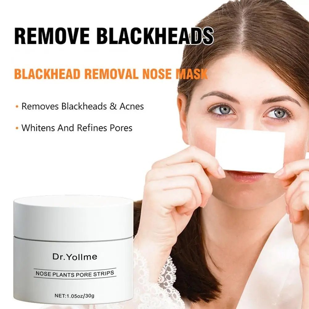 30g +40pcs nasal mask paper Blackhead Remover Cream Cleansing Black Mud Strips Care Mask Nose Peel Dots Acne Skin Off