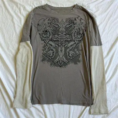 

Retro Harajuku Cross Print T-irt Women Y2K Cyber Unge 00s Vintage Sle ort Sve One oulder Top for Ladies