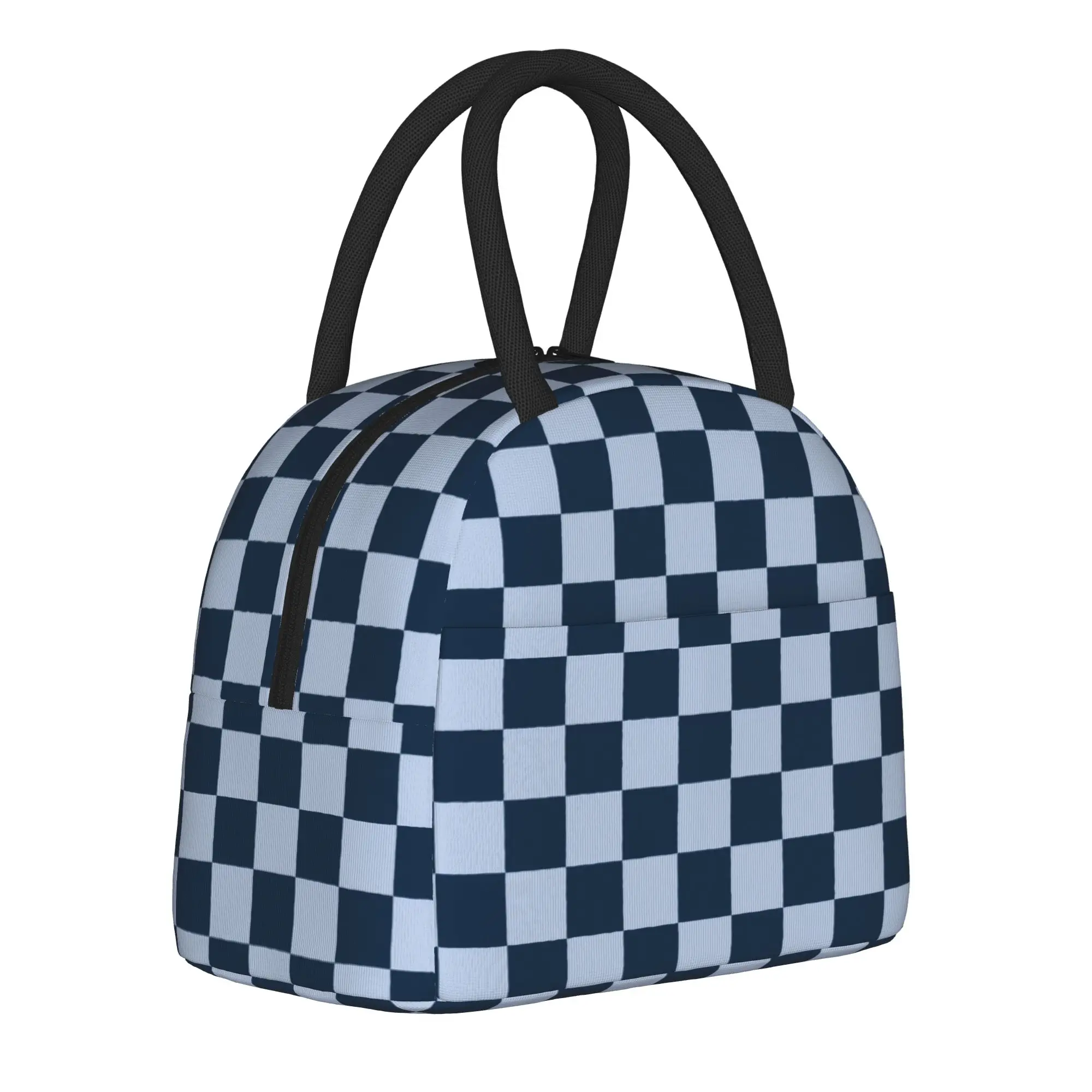 

Checkerboard Insulated Lunch Bag Thermal Bag Reusable,Meal Container Nodic Geometry High Capacity Lunch Box Tote Bento Pouch