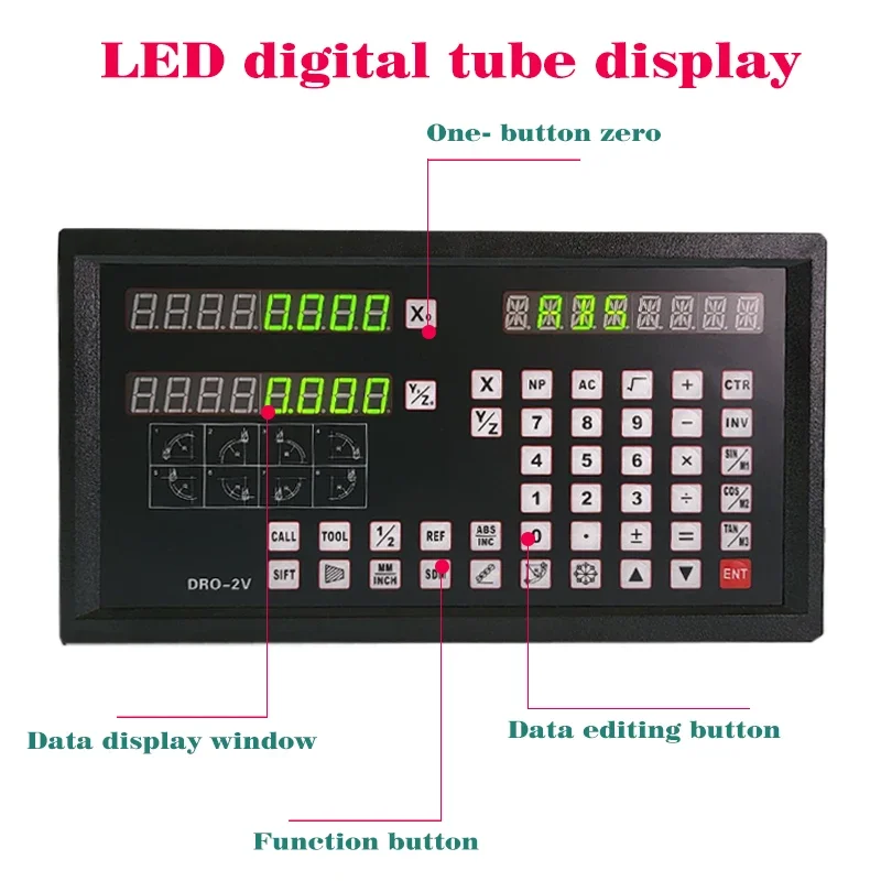 DRO-2V Digital readout Display AC90-260V & 2 Pieces 50-800mm Linear Glass Scale Encoder Grating Ruler For Lathe milling machines