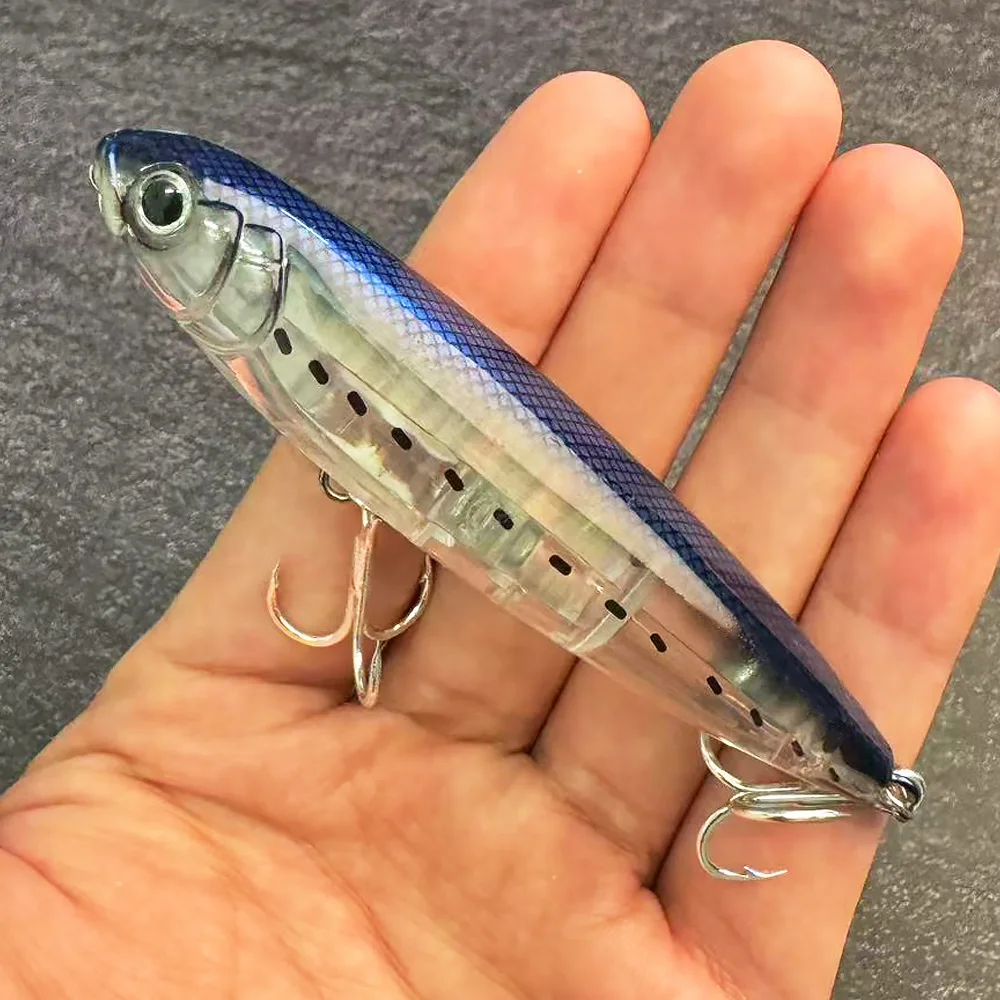 GOBAIT Schwimmender Bleistiftköder 17,5 g 10 cm Topwater Walk The Dog Angelköder 3D Swimbait Haken Popper Pesca Minnow Rassel Cranbait
