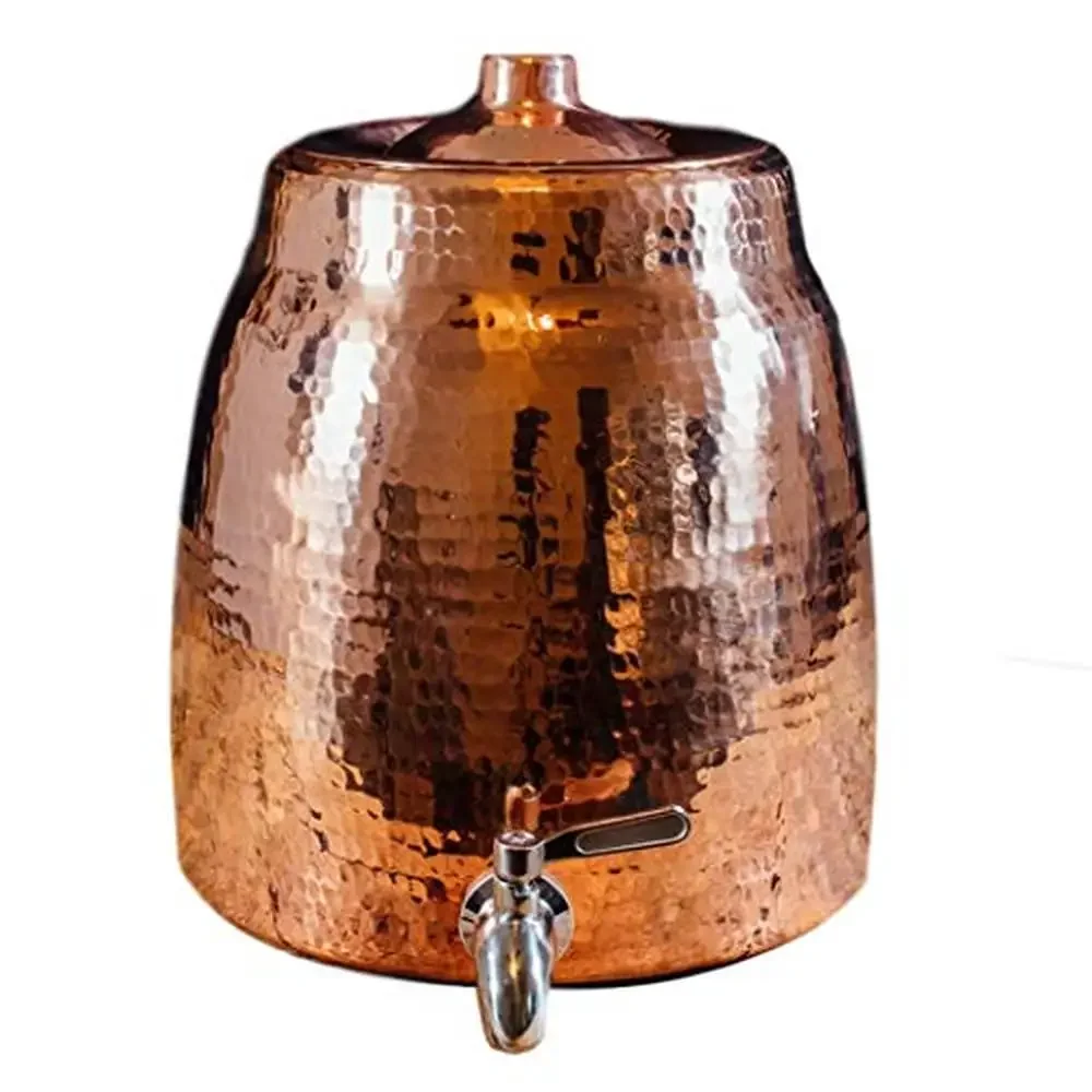 Hand Hammered Copper Water Dispenser 2-Gallon Heavy Gauge Leak-Proof 5 Gallon Jug Holder Eco-Friendly Jugs Stand