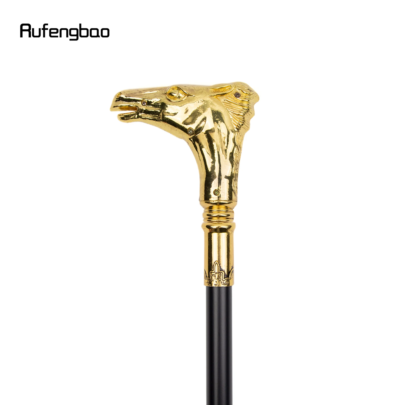 Golden Horse Handle Luxury Walking Stick ซ่อนแผ่นป้องกันตัวเองแฟชั่น Cane แผ่นคอสเพลย์ Crosier Stick 90 ซม