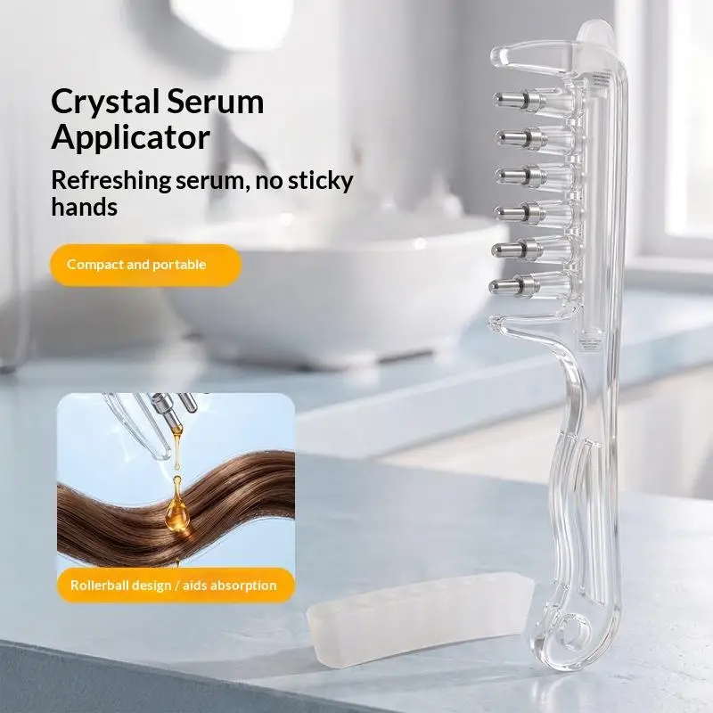 Portable Transparent Essential Oil Applicator Hair Root Comb Liquid Guide Scalp Massage Anti Leak Hair Care Tool