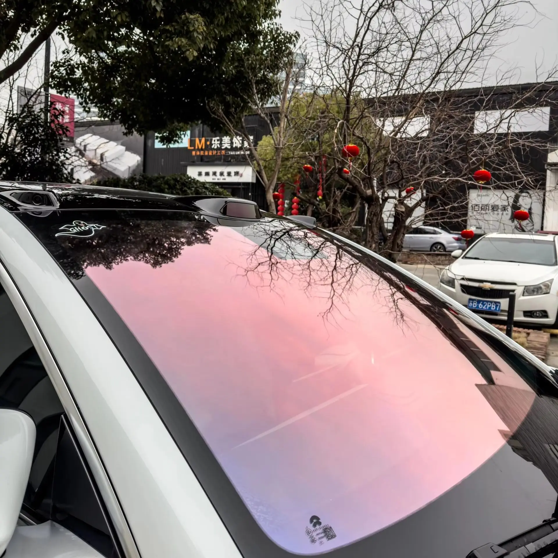 Ghost Rose Red Chameleon Tint Film VLT78% High Definition Solar Protection UV Heat Block Proof for Car Front Rear Side Windows