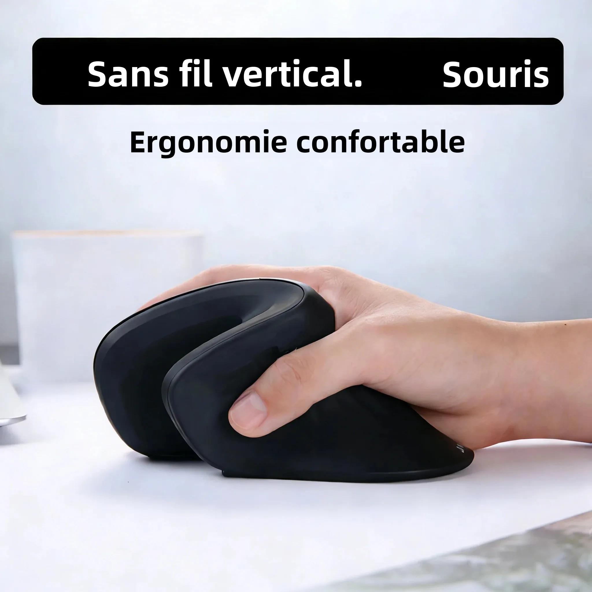 Souris d'ordinateur verticale sans fil silencieuse, rechargeable, design ergonomique, 2.4G, plug and play, souris portable pour ordinateur portable PC
