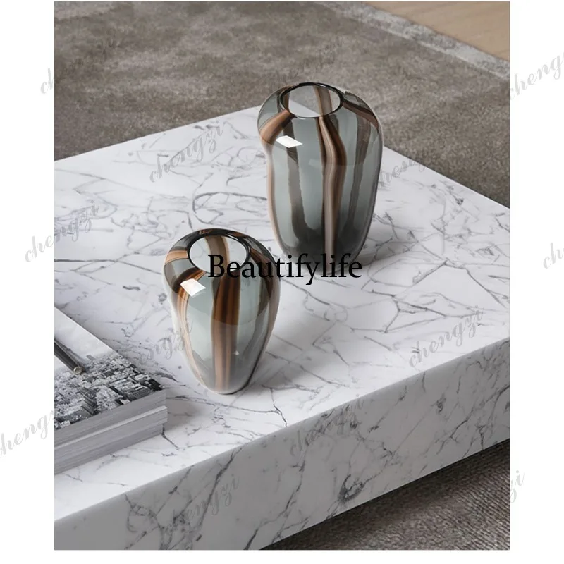 Colored stripes, hydroponic glass vase, sample room flower ware, soft decoration flower ware ornament