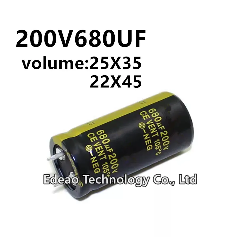 2Pcs/lot 200V 680UF 200V680UF 680UF200V volume: 25X35 22x45 mm audio power amplifier inverter aluminum electrolytic capacitor